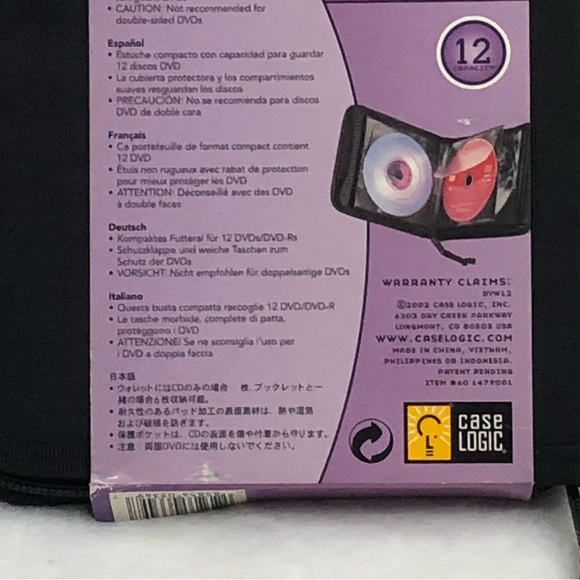Case Logic CD DVD Holder Travel Storage Wallet Black 12 Discs DVW12 Video Games. - Picture 9 of 11
